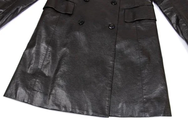 VIVIENNETAM Fur Collar Emboss Synthetic Leather Coat K-159734_010