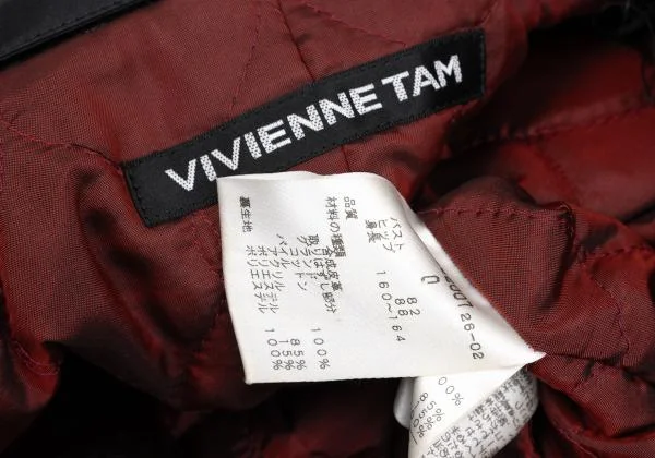 VIVIENNETAM Fur Collar Emboss Synthetic Leather Coat K-159734_018