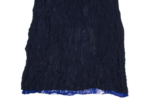 イッセイミヤケISSEY MIYAKE グラフィックプリントシワプリーツレイヤードスカート 紺他L位 K-159742_007