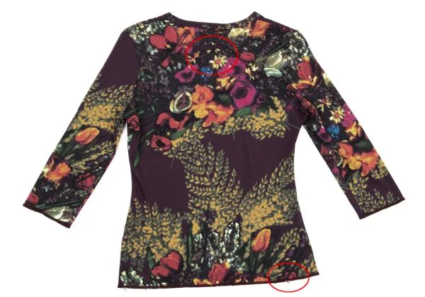 ジャンポールゴルチエJean Paul GAULTIER PARIS フローラルプリント七分袖カットソー 紫マルチ40 K-159764_013