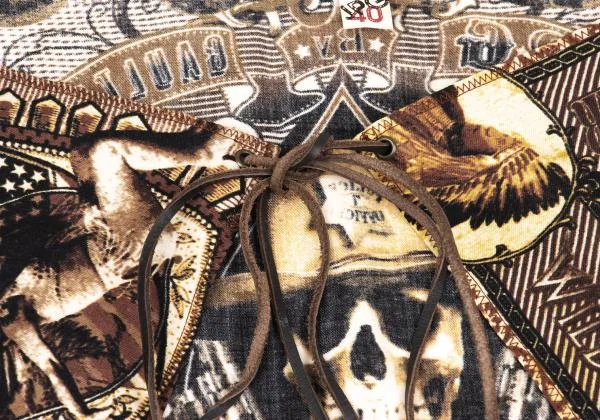 ジャンポールゴルチエJean Paul GAULTIER PARIS ネイティブプリントレザーストリングストール 焦げ茶他40 K-159768_003