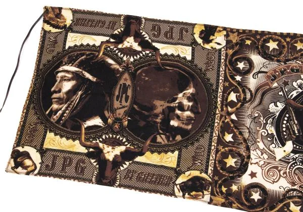 ジャンポールゴルチエJean Paul GAULTIER PARIS ネイティブプリントレザーストリングストール 焦げ茶他40 K-159768_008