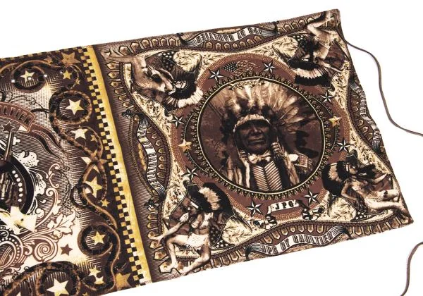 ジャンポールゴルチエJean Paul GAULTIER PARIS ネイティブプリントレザーストリングストール 焦げ茶他40 K-159768_010
