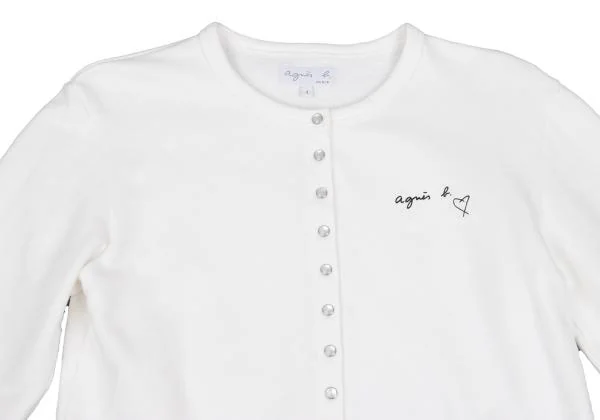 アニエスベーagnes b. ロゴプリントスナップボタンスウェットカーディガン 白1 K-159774_003