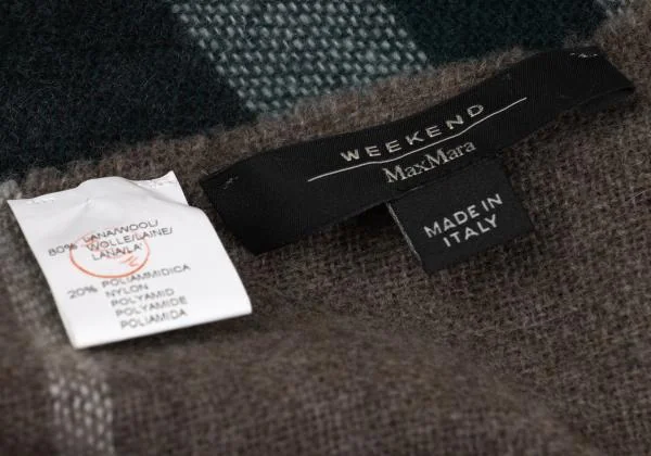 MAX MARA WEEKEND Wool Fringe Check Stole K-159782_005