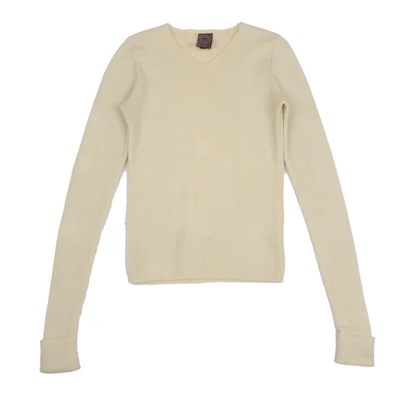 GAULTIER JEAN'S Wool Rib Knit Sweater Cream 48 K-159789_001