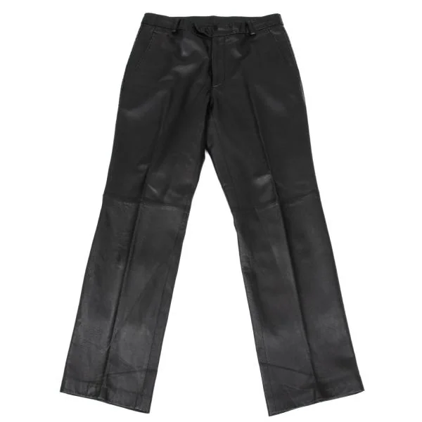 Jean Paul GAULTIER HOMME objet Stitch Lamb Leather Pants Black 76 K-159796_001