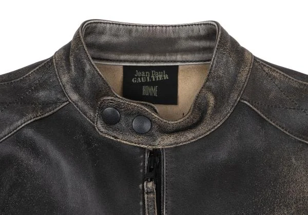 Jean Paul GAULTIER HOMME Crack Lamb Leather Racing Jacket K-159820_003