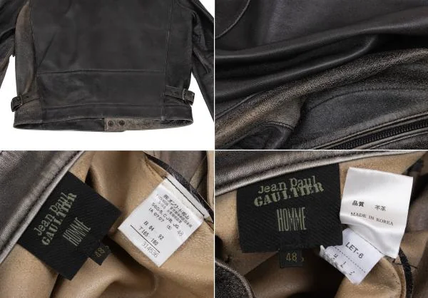 Jean Paul GAULTIER HOMME Crack Lamb Leather Racing Jacket K-159820_020