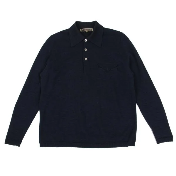 Jean Paul GAULTIER HOMME objet Wool Knit Pullover Shirt Navy 48 K-159823_001