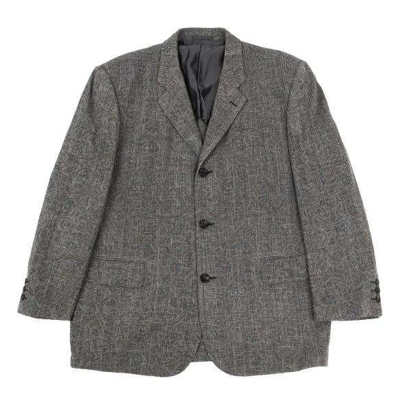 COMME des GARCONS HOMME Wool Floral Printed Check Jacket Grey M K-159844_001