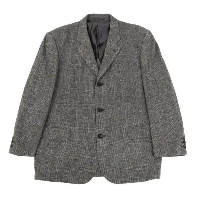 COMME des GARCONS HOMME Wool Floral Printed Check Jacket