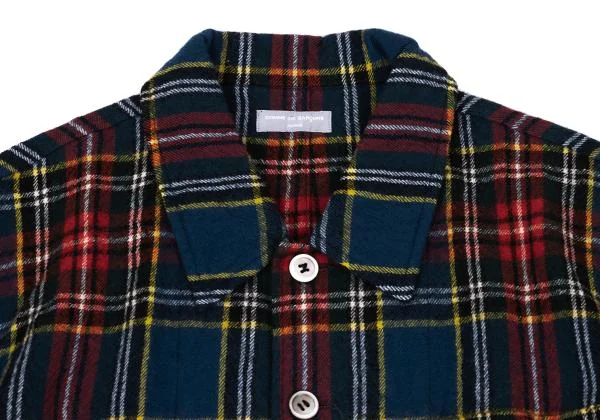 COMME des GARCONS HOMME Washed Wool Checked Shirt Jacket K-159850_003