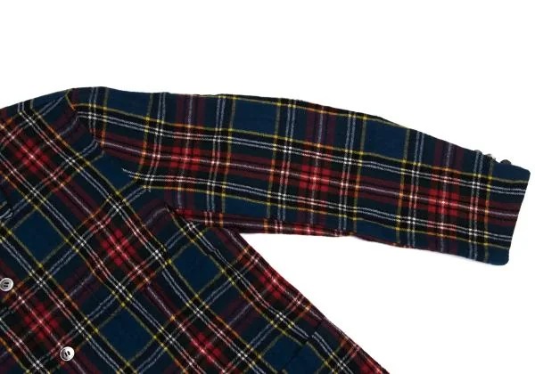 COMME des GARCONS HOMME Washed Wool Checked Shirt Jacket K-159850_006