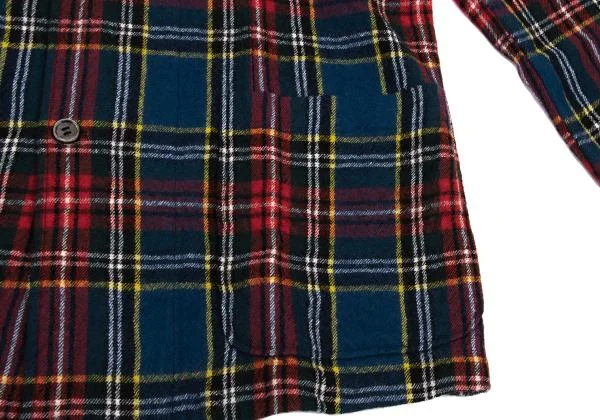 COMME des GARCONS HOMME Washed Wool Checked Shirt Jacket K-159850_009