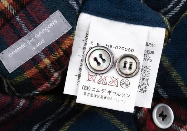 COMME des GARCONS HOMME Washed Wool Checked Shirt Jacket K-159850_014