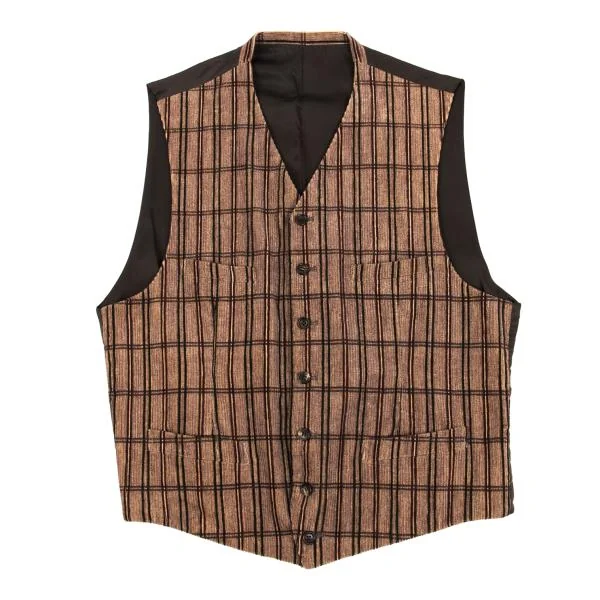 COMME des GARCONS HOMME Check Corduroy Switching Vest Brown S-M K-159852_001