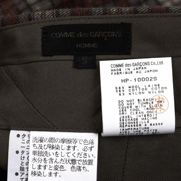 COMME des GARCONS HOMME Wool Blend Checked Tuck Pants K-159859_011