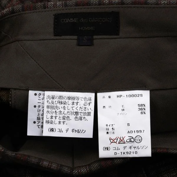 COMME des GARCONS HOMME Wool Blend Checked Tuck Pants K-159859_012
