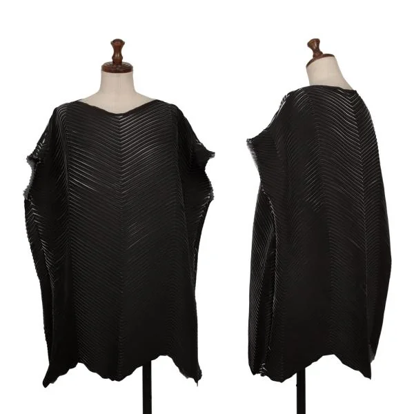 ISSEY MIYAKE Zigzag Pleats Sleeveless Top Black,White 2 K-159893_001