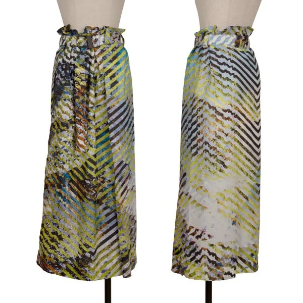 ISSEY MIYAKE Graphic Stripe Printed Skirt Multi-Color 2 K-159898_001