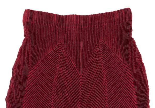 イッセイミヤケISSEY MIYAKE 3Dスチームストレッチプリーツ変形スカート 赤紫2 K-159902_003
