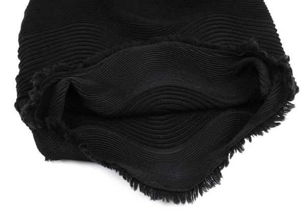 イッセイミヤケISSEY MIYAKE 3Dスチームストレッチプリーツ切替ウェーブスカート 黒2 K-159903_007