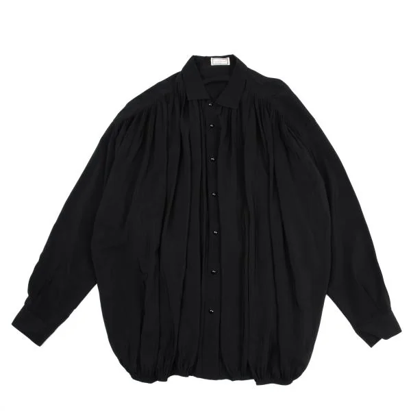 GIANNI VERSACE Pleated Silk Blouse Black 50 K-159912_001