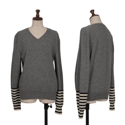 COMME des GARCONS Striped Sleeve Switching V-neck Knit