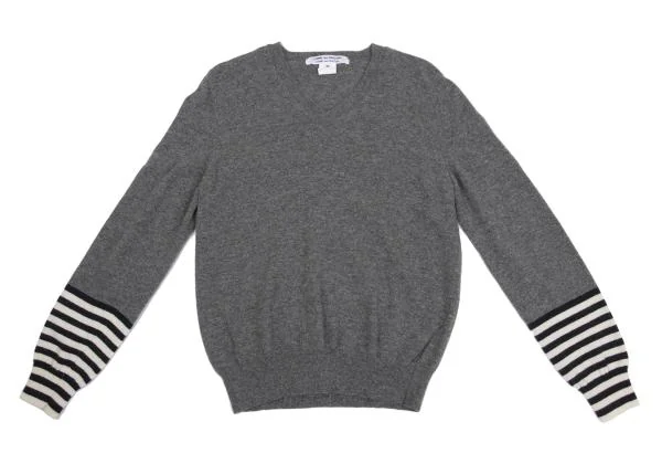 COMME des GARCONS Striped Sleeve Switching V-neck Knit K-159914_002