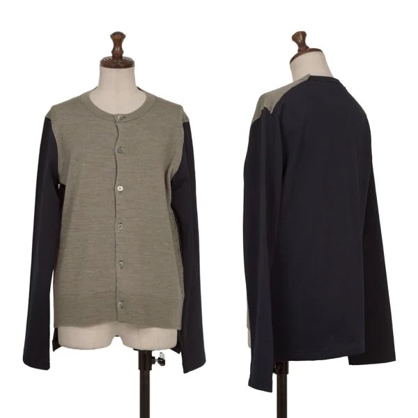 COMME des GARCONS Dyed Switching Knit Cardigan Grey,Navy M K-159915_001
