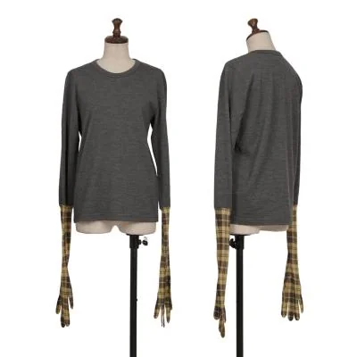 COMME des GARCONS Wool Check Glove Design Knit Top