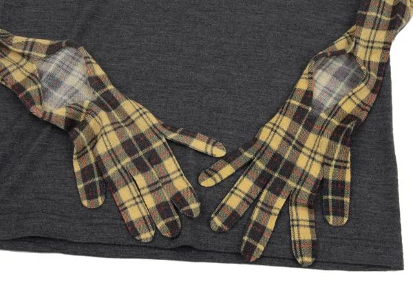 COMME des GARCONS Wool Check Glove Design Knit Top K-159917_007