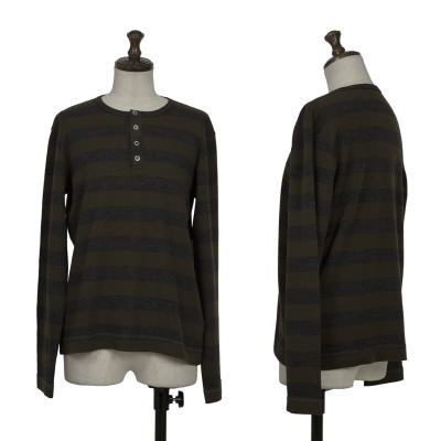 tricot COMME des GARCONS Washed Henley Neck Stripe Knit Sweater