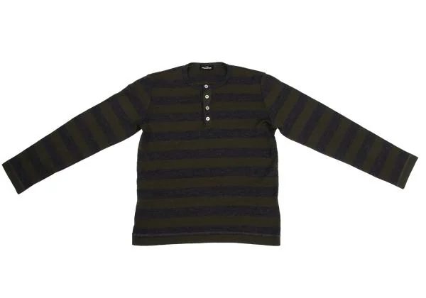 tricot COMME des GARCONS Washed Henley Neck Stripe Knit Sweater K-159925_002