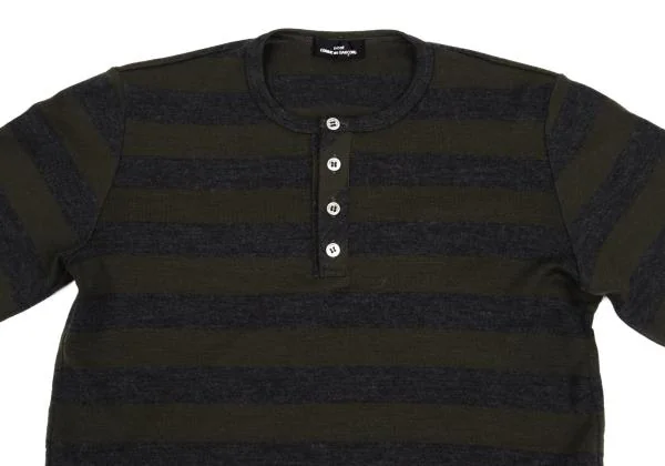 tricot COMME des GARCONS Washed Henley Neck Stripe Knit Sweater K-159925_003