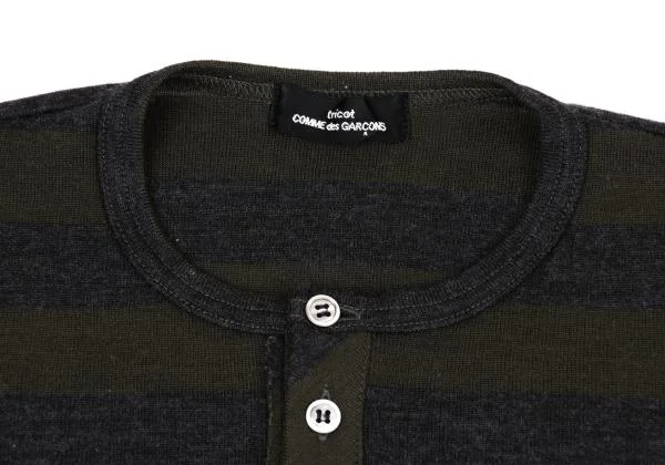 tricot COMME des GARCONS Washed Henley Neck Stripe Knit Sweater K-159925_004