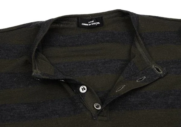 tricot COMME des GARCONS Washed Henley Neck Stripe Knit Sweater K-159925_006