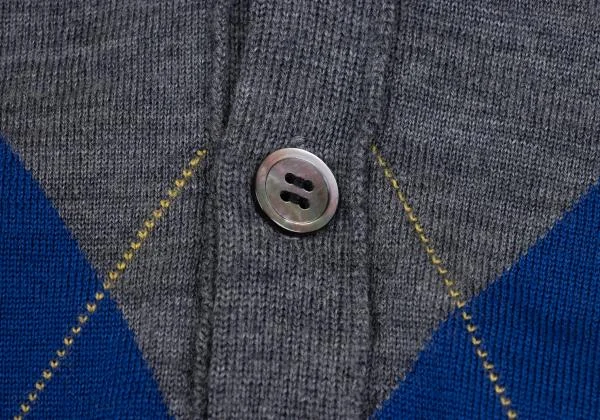 トリココムデギャルソンtricot COMME des GARCONS ウールアーガイルニットカーディガン グレー青他M位 K-159928_006