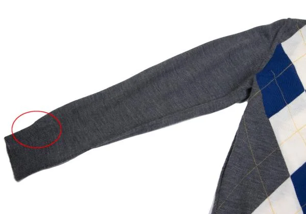 トリココムデギャルソンtricot COMME des GARCONS ウールアーガイルニットカーディガン グレー青他M位 K-159928_007