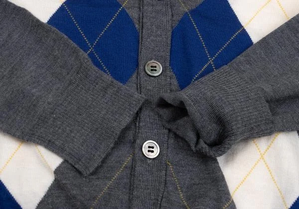 トリココムデギャルソンtricot COMME des GARCONS ウールアーガイルニットカーディガン グレー青他M位 K-159928_009