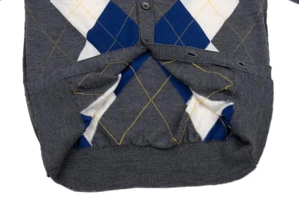 トリココムデギャルソンtricot COMME des GARCONS ウールアーガイルニットカーディガン グレー青他M位 K-159928_011