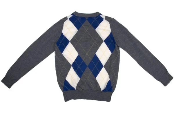トリココムデギャルソンtricot COMME des GARCONS ウールアーガイルニットカーディガン グレー青他M位 K-159928_012