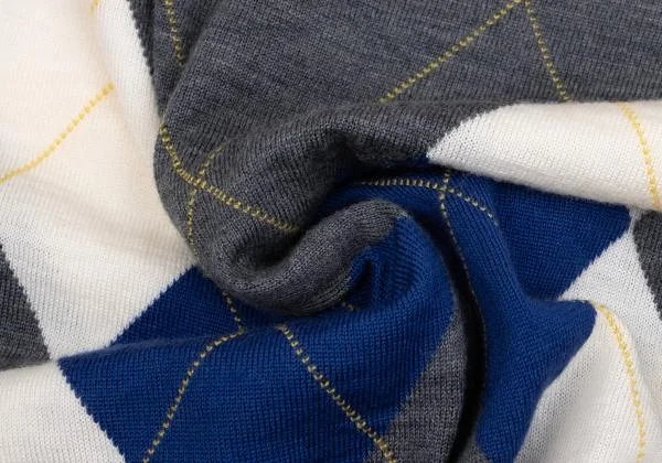 トリココムデギャルソンtricot COMME des GARCONS ウールアーガイルニットカーディガン グレー青他M位 K-159928_015