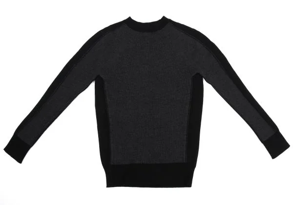 ジュンヤワタナベ コムデギャルソンJUNYA WATANABE COMME des GARCONS 切替ウールモックネックニットセーター 黒チャコールM位 K-159934_002