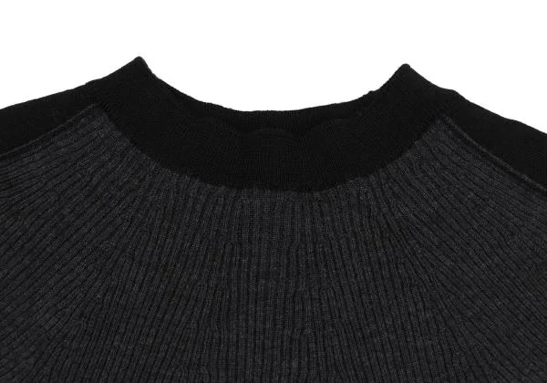 ジュンヤワタナベ コムデギャルソンJUNYA WATANABE COMME des GARCONS 切替ウールモックネックニットセーター 黒チャコールM位 K-159934_004