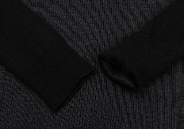 ジュンヤワタナベ コムデギャルソンJUNYA WATANABE COMME des GARCONS 切替ウールモックネックニットセーター 黒チャコールM位 K-159934_006