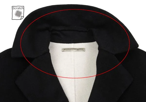 バレンシアガBALENCIAGA ウールリバー仕立てチェスターコート 濃紺34 K-159944_007