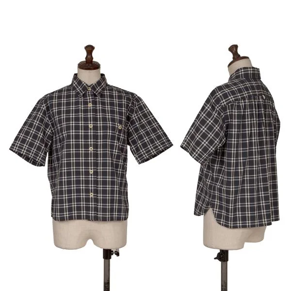 MHL Cotton Check Short Sleeves Shirt Navy 1 K-159948_001