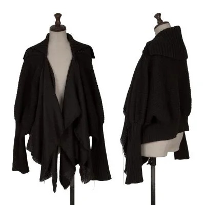 Y's Drape Rib Sleeves Wool Knit Cardigan